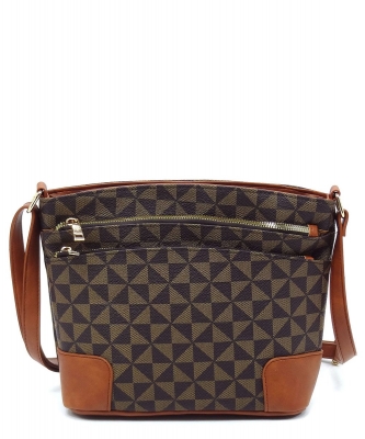 Monogram Multi Zip Pocket Crossbody Bag PM749 COFFEE/TAN
